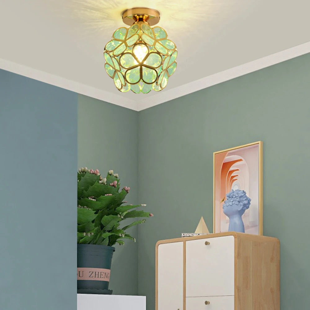 Petal Shape LED Ceiling Light Fixture – Elegant Metal and Crystal Design for Modern Interiors 4