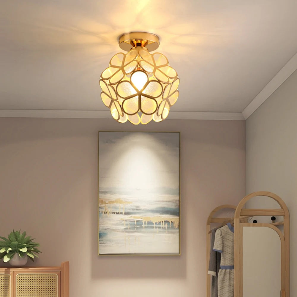 Petal Shape LED Ceiling Light Fixture – Elegant Metal and Crystal Design for Modern Interiors 6