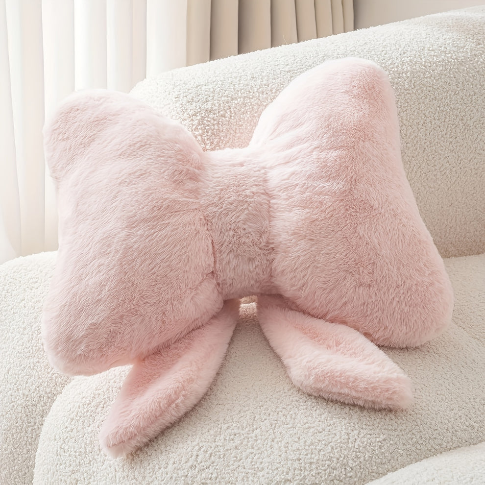 Plush Bow Decorative Pillow – Soft Cozy Accent Throw Pillow for Couch and Home Décor 2
