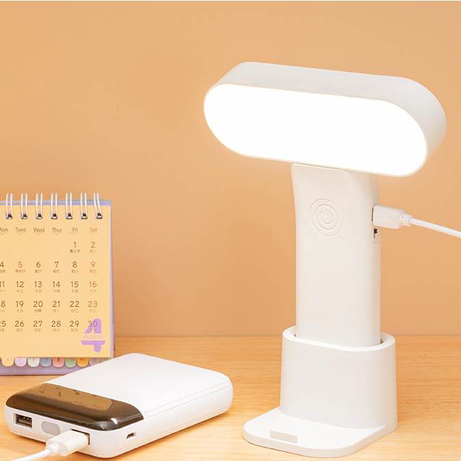 Portable LED Table Lamp with Phone Holder – Adjustable Brightness, USB Powered, 360° Rotating Light for Reading and Video Calls 4
