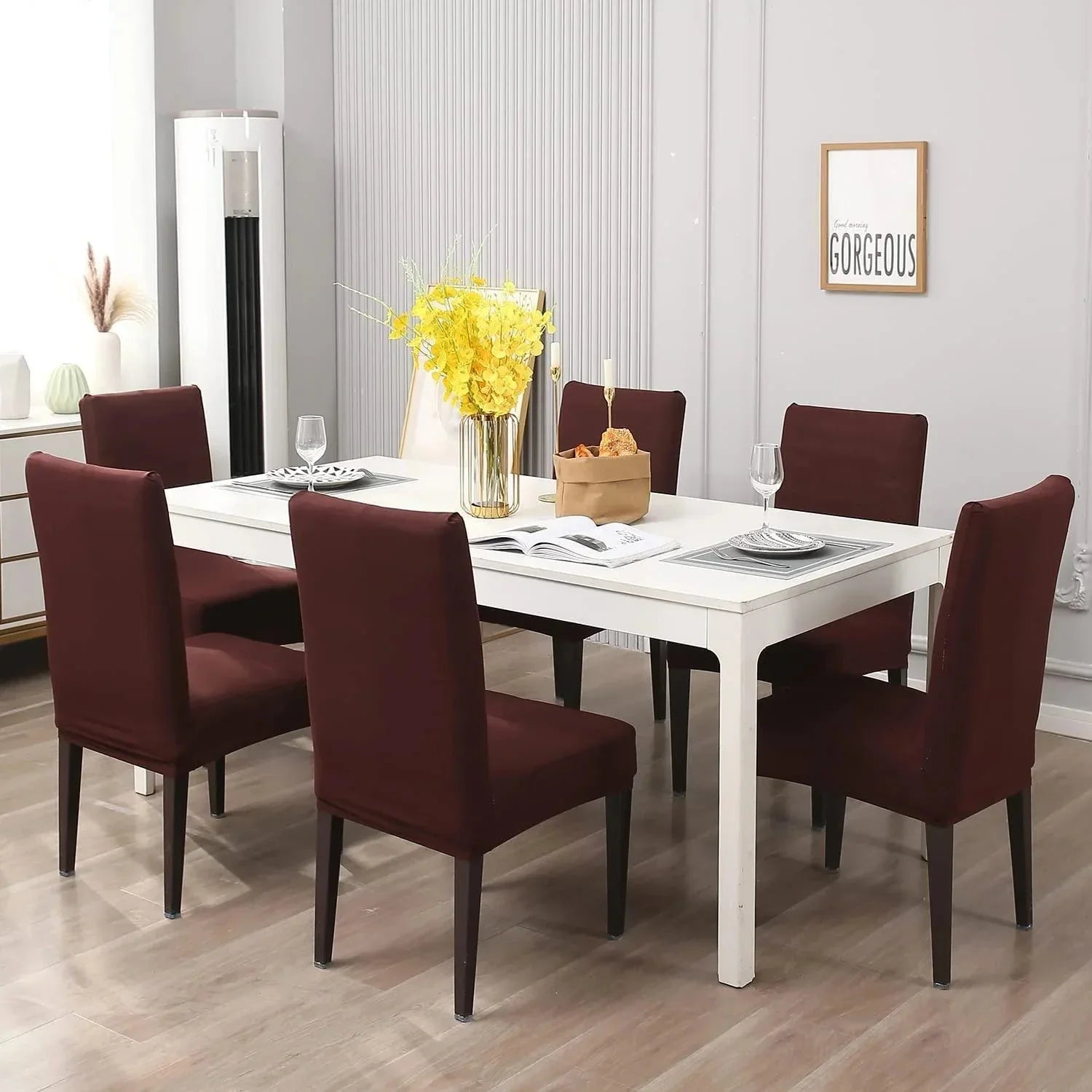 Premium Stretch Dining Chair Covers – Elastic Fit for Most Chairs, Machine Washable, Protects from Stains and Wear 12