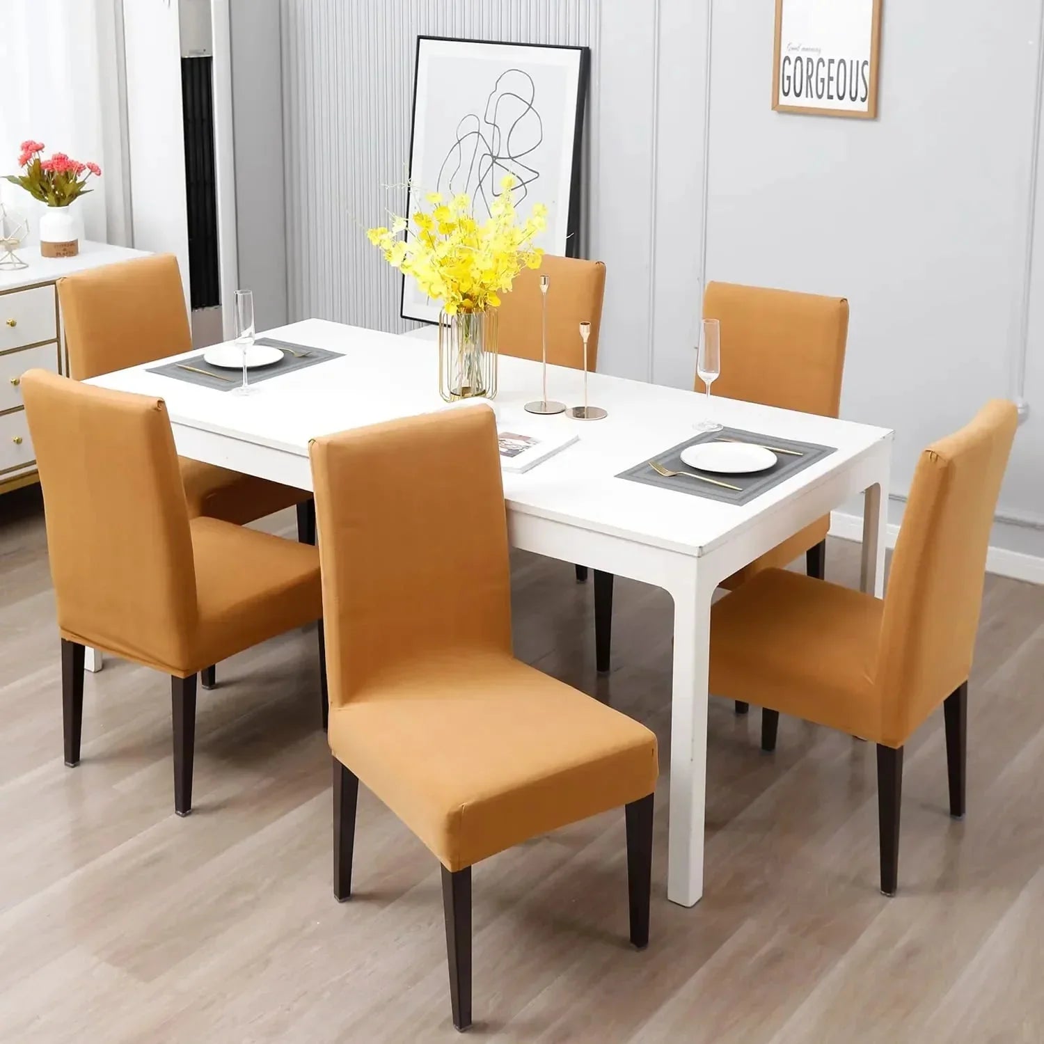 Premium Stretch Dining Chair Covers – Elastic Fit for Most Chairs, Machine Washable, Protects from Stains and Wear 15