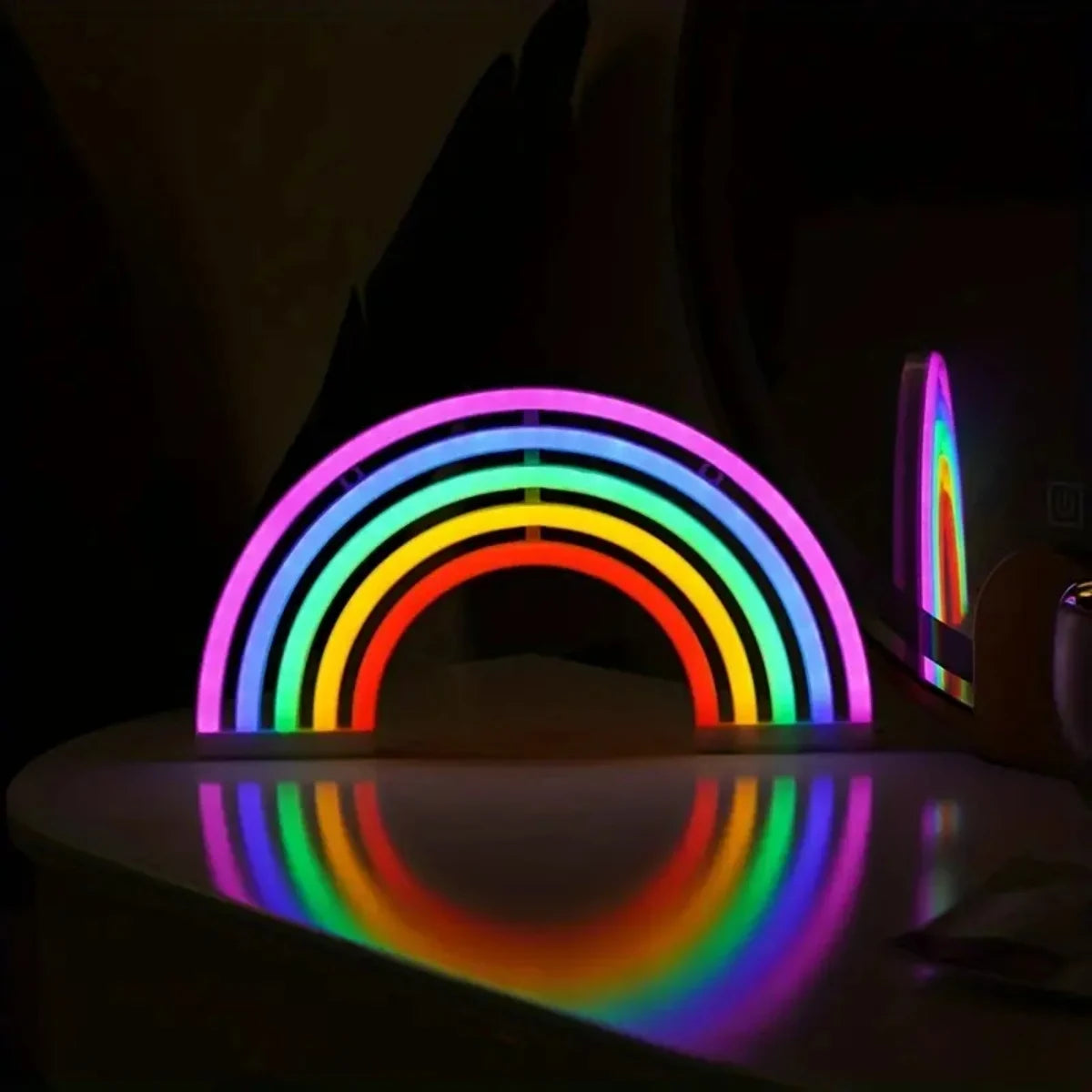 Rainbow Table Lamp – Colorful Neon Light for Home Decoration, 30 x 16.5 cm, USB and Battery Operated 0