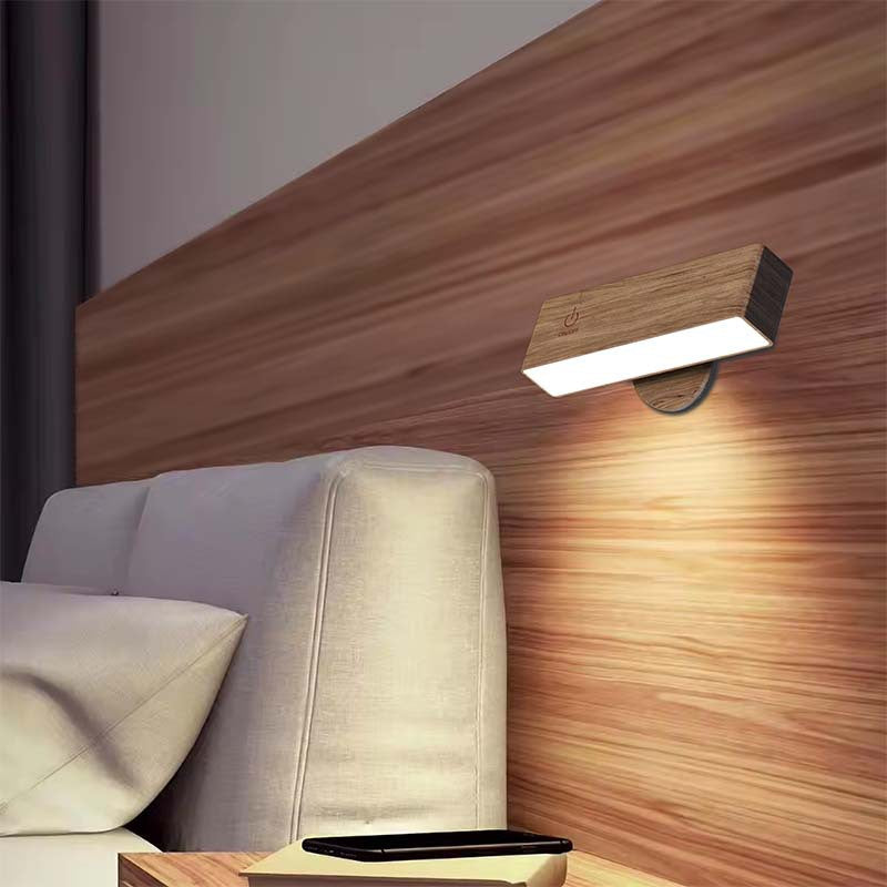 Rechargeable Battery Operated Wall Sconce with Remote Control and Adjustable Brightness – Wood Design Wall Lamp 0