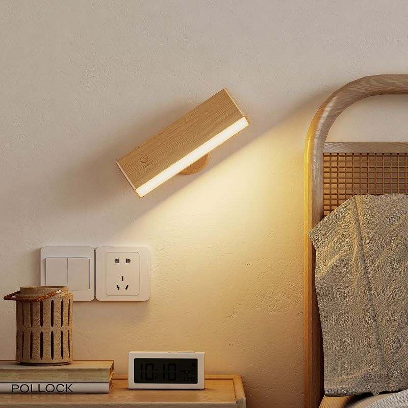 Rechargeable Battery Operated Wall Sconce with Remote Control and Adjustable Brightness – Wood Design Wall Lamp 5