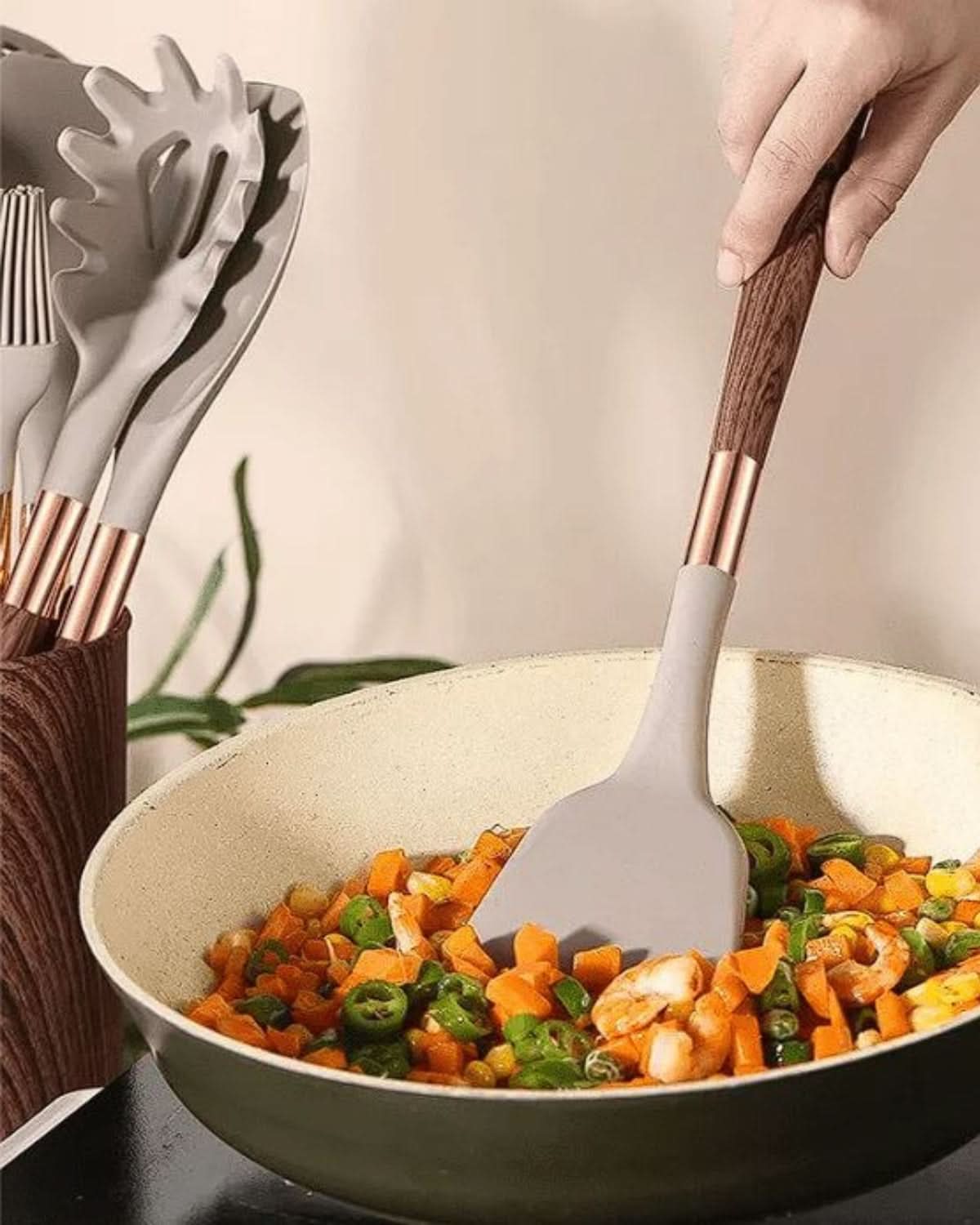 Robust 10-Piece Kitchen Utensil Set with Heat-Resistant Silicone Heads and Stainless Steel Handles – Essential Cooking Tools 3