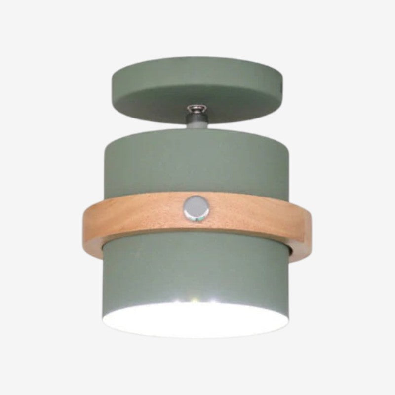 Rotating Flush Mount Ceiling Light Fixture with Layered Wood and Metal Design – Indoor Dome Diffuser for Hallways and Bedrooms 2