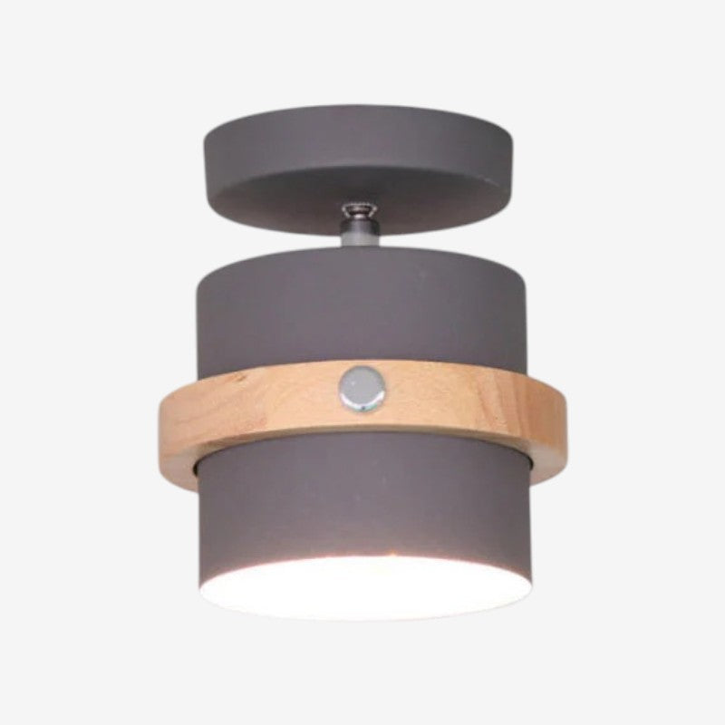 Rotating Flush Mount Ceiling Light Fixture with Layered Wood and Metal Design – Indoor Dome Diffuser for Hallways and Bedrooms 3