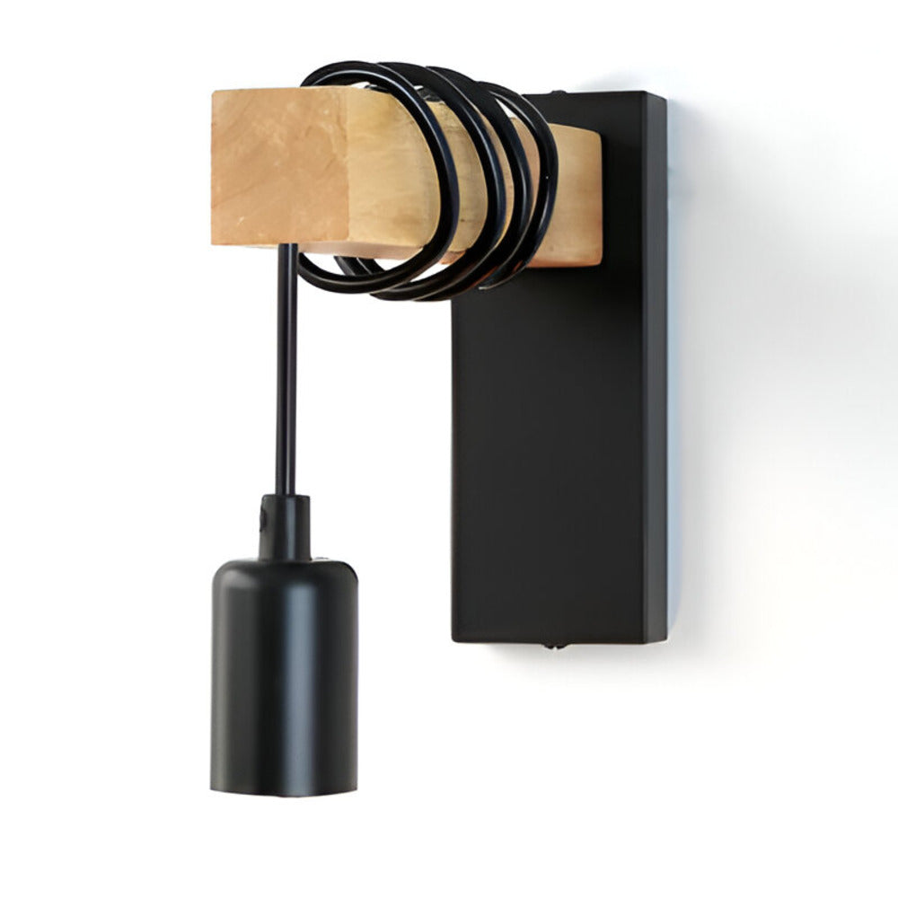Rustic Wood LED Wall Sconce – 1-Light Pendant Wall Lamp for Cozy Ambiance and Versatile Home Lighting 0