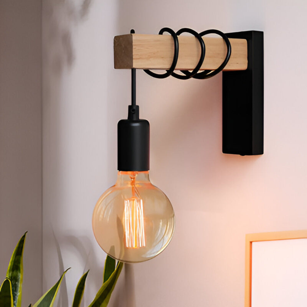 Rustic Wood LED Wall Sconce – 1-Light Pendant Wall Lamp for Cozy Ambiance and Versatile Home Lighting 1