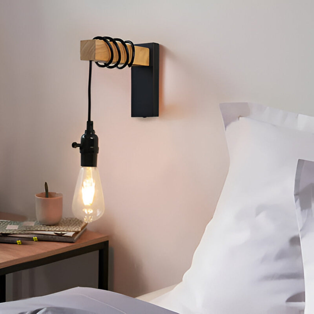 Rustic Wood LED Wall Sconce – 1-Light Pendant Wall Lamp for Cozy Ambiance and Versatile Home Lighting 3