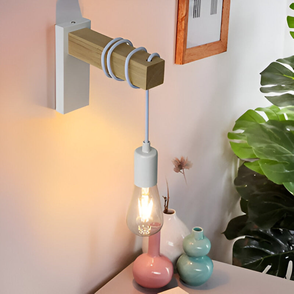 Rustic Wood LED Wall Sconce – 1-Light Pendant Wall Lamp for Cozy Ambiance and Versatile Home Lighting 5