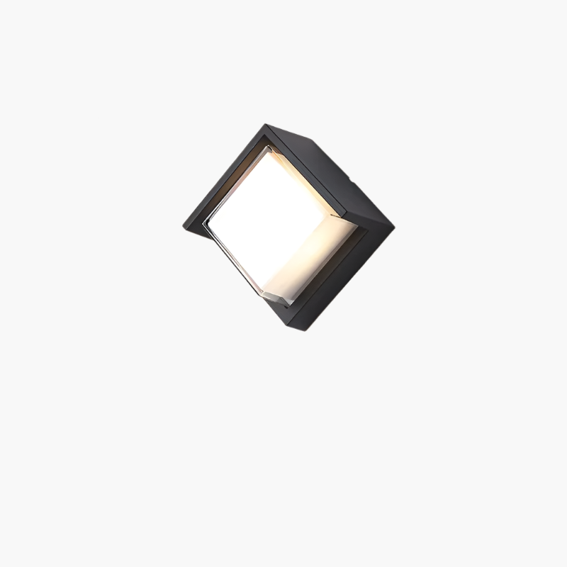 Square wall light fixture on a white background