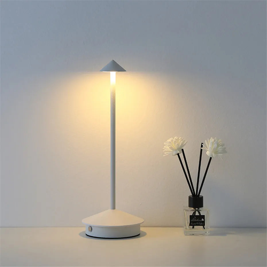 Modern table lamp with a diffuser on a neutral background