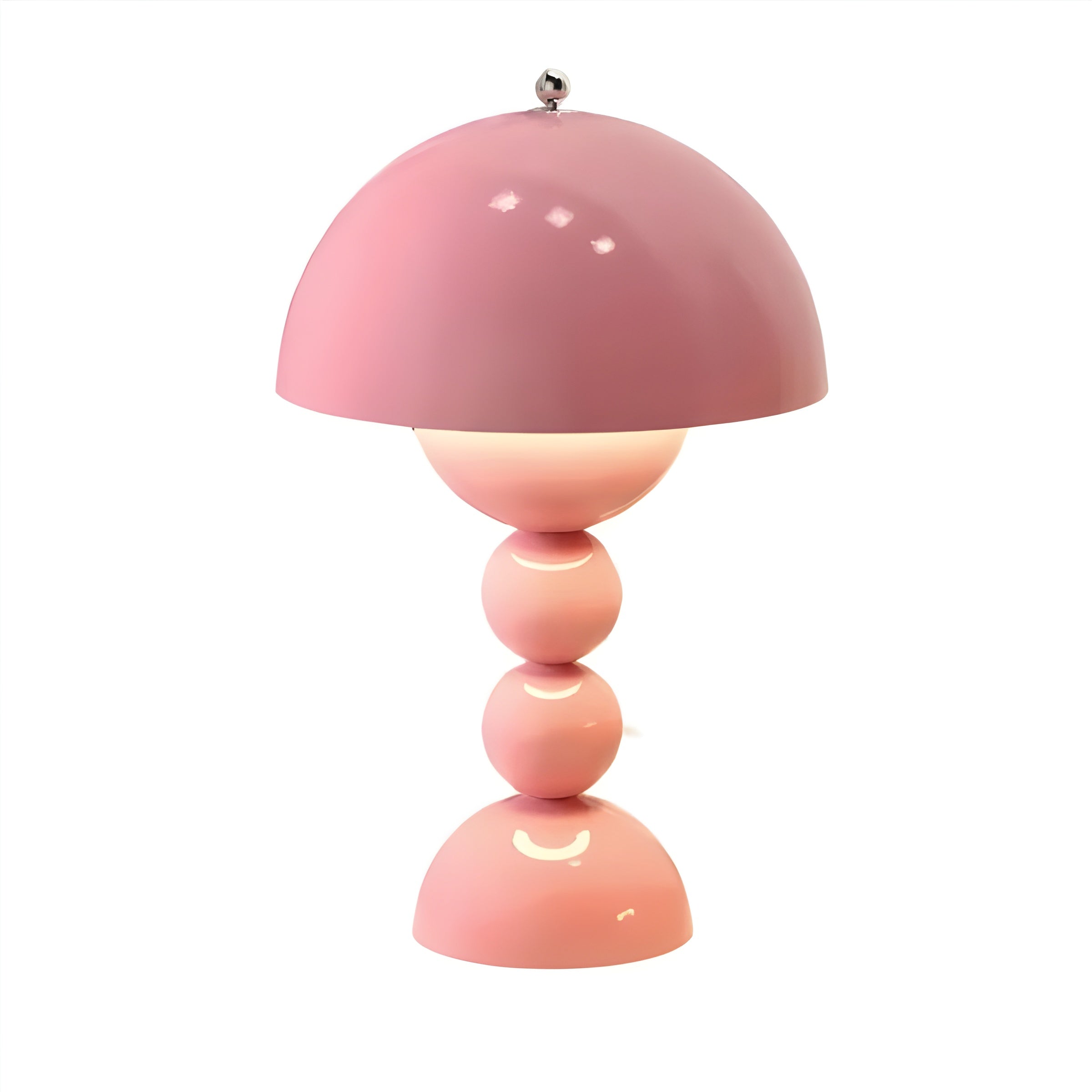 Pink table lamp with a unique design on a white background