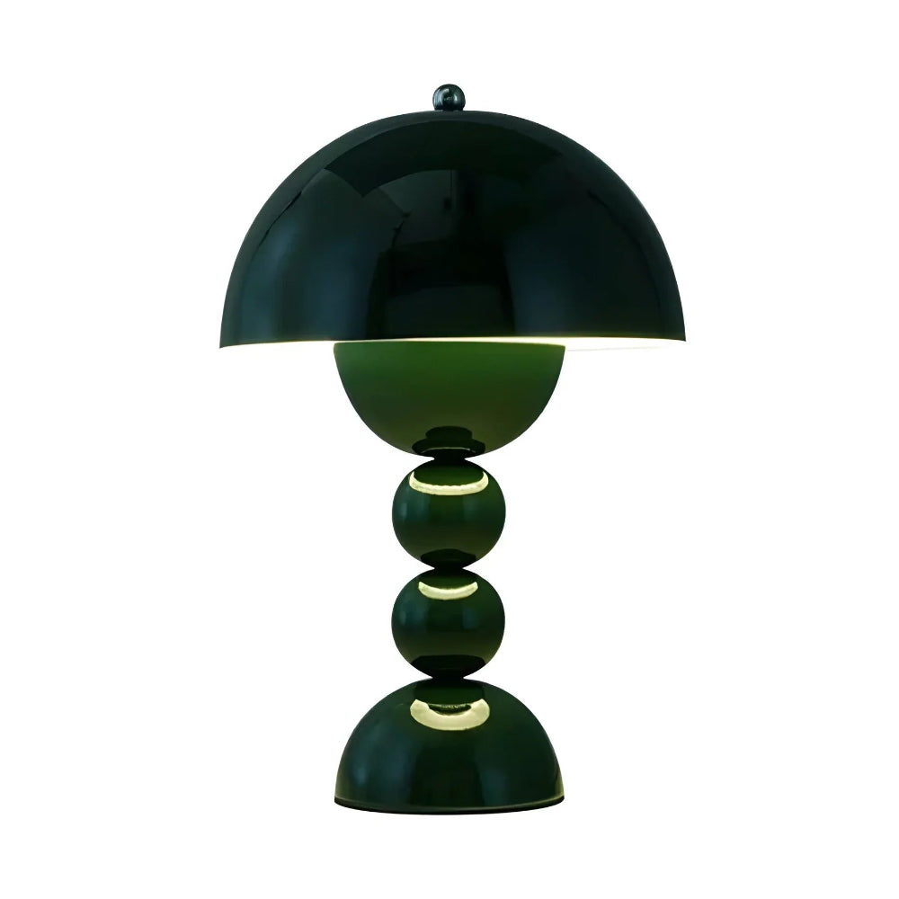 Modern black table lamp with a unique design on a white background