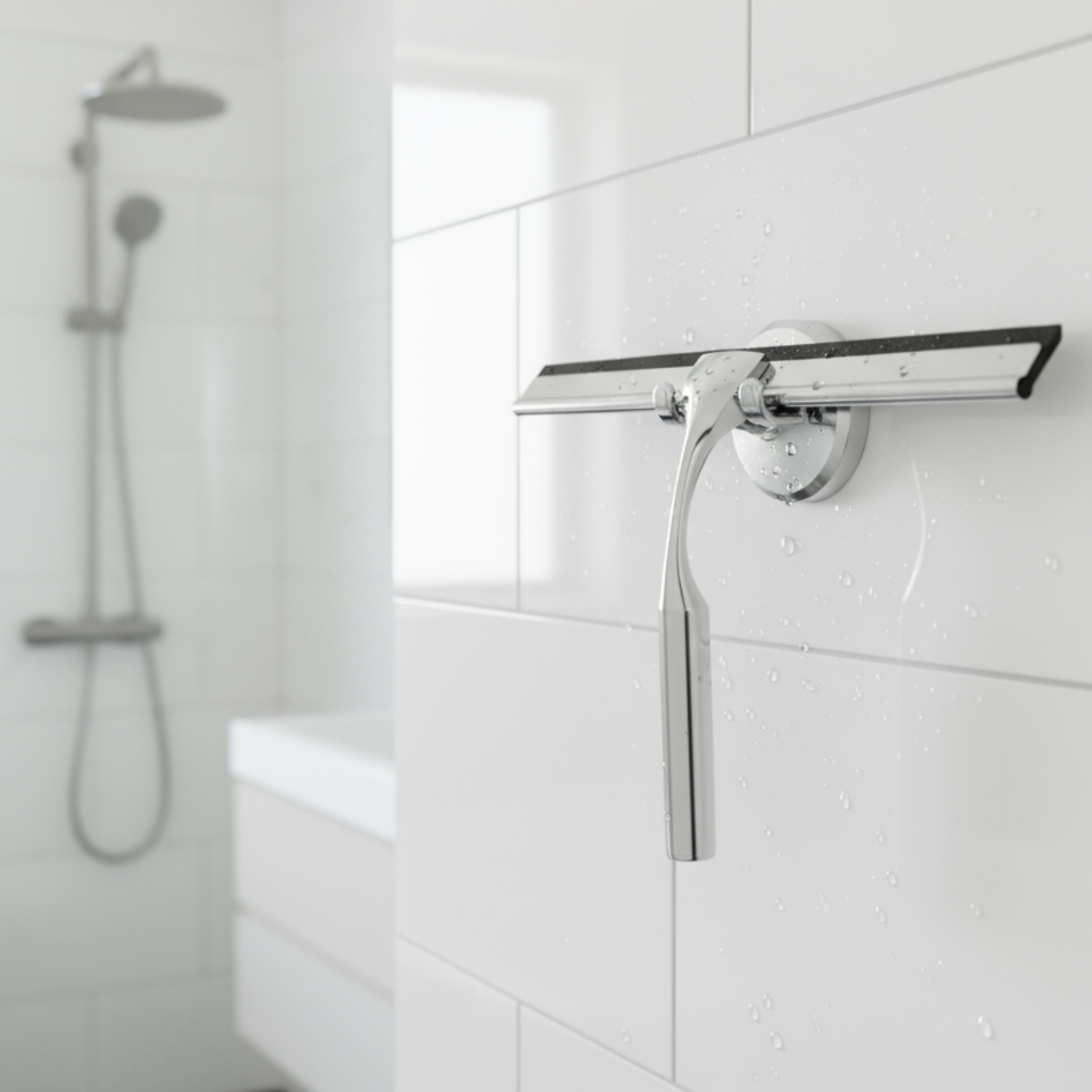 Shower Wiper with Strong Suction Cup – Streak-Free Cleaning Tool for Glass, Tiles, and Mirrors 1