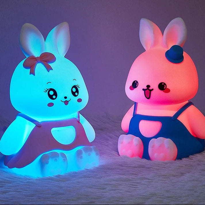 Silicone Rabbit Night Light with RGB Color Changing – Portable LED Lamp for Kids, Rechargeable Touch Control 4