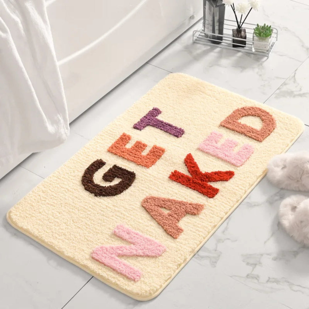 Soft Microfiber Non-Slip Bath Mat – Absorbent Bathroom Rug with Bold Lettering, Machine Washable, 50x80 cm, Ideal for Shower Use 0