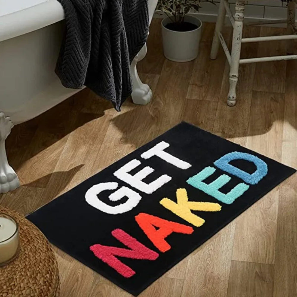 Soft Microfiber Non-Slip Bath Mat – Absorbent Bathroom Rug with Bold Lettering, Machine Washable, 50x80 cm, Ideal for Shower Use 1