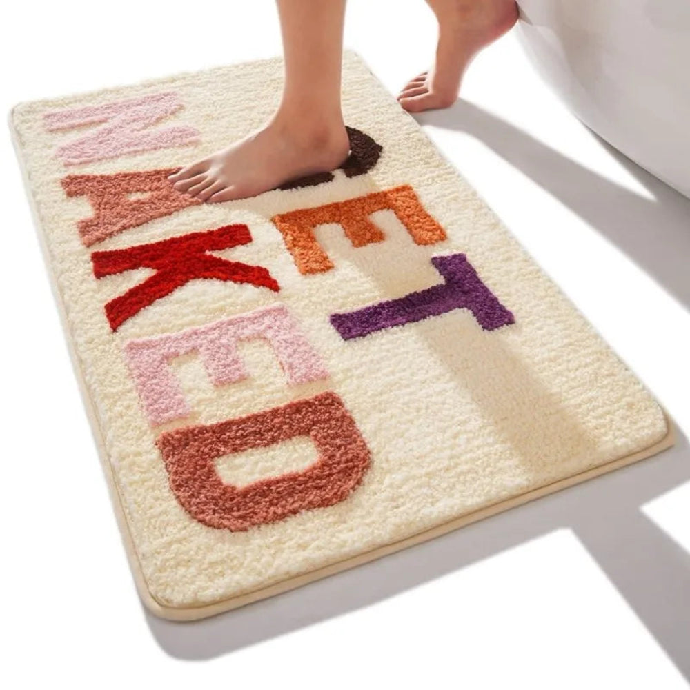 Soft Microfiber Non-Slip Bath Mat – Absorbent Bathroom Rug with Bold Lettering, Machine Washable, 50x80 cm, Ideal for Shower Use 4