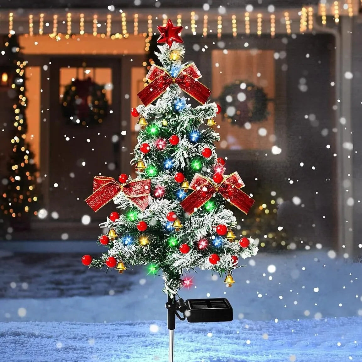 Solar Outdoor Christmas Trees with Colorful Twinkling Lights – Weatherproof, Solar Powered Decoration for Gardens and Patios 0