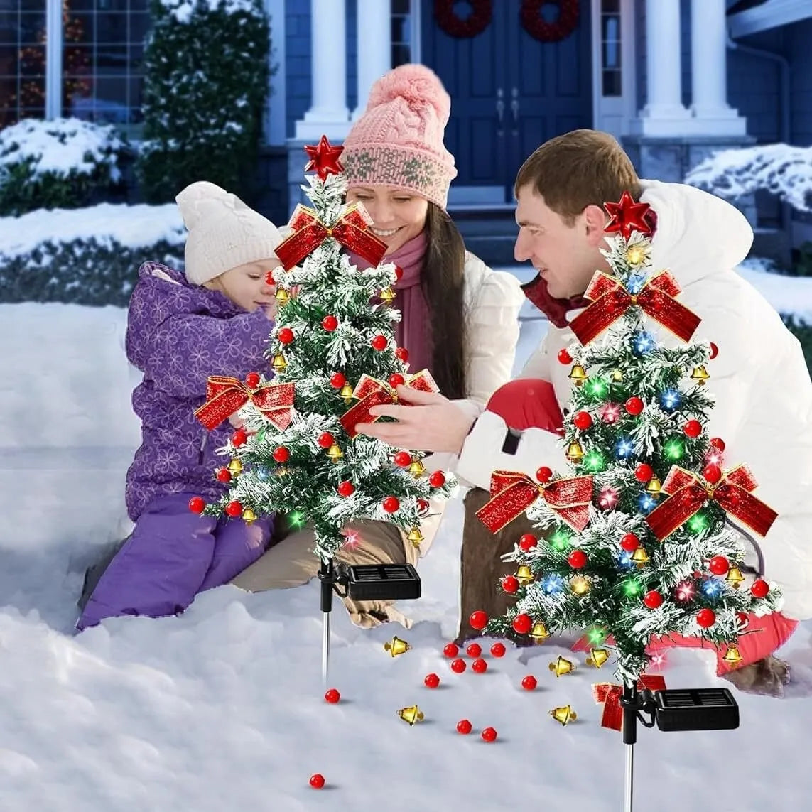 Solar Outdoor Christmas Trees with Colorful Twinkling Lights – Weatherproof, Solar Powered Decoration for Gardens and Patios 1