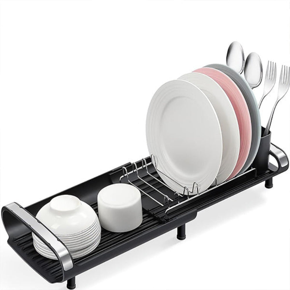 Stainless Steel Dish Drying Rack with Pull-Out Draining Board – Space-Saving Design for Efficient Dish Draining 2