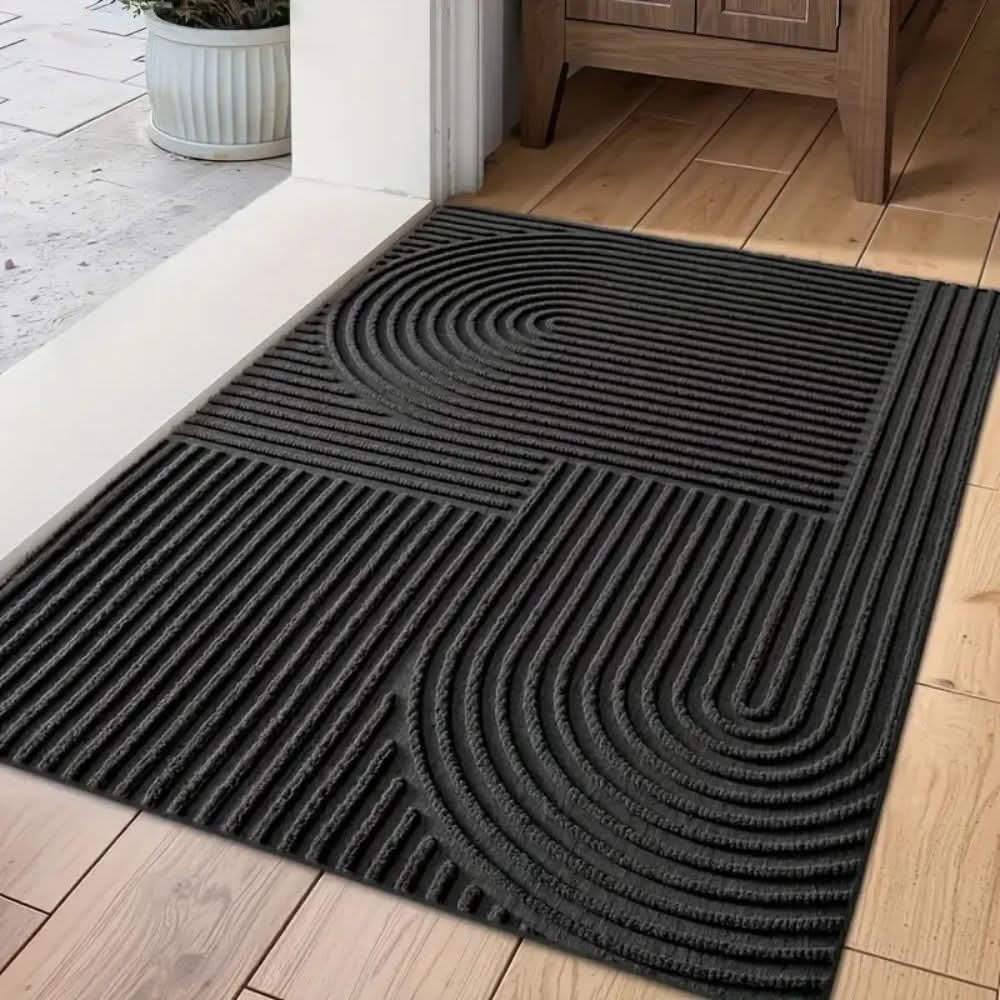 Stylish Absorbent Doormat with Curved Design – Non-Slip Front Door Mat for Elegant Indoor and Outdoor Use 0