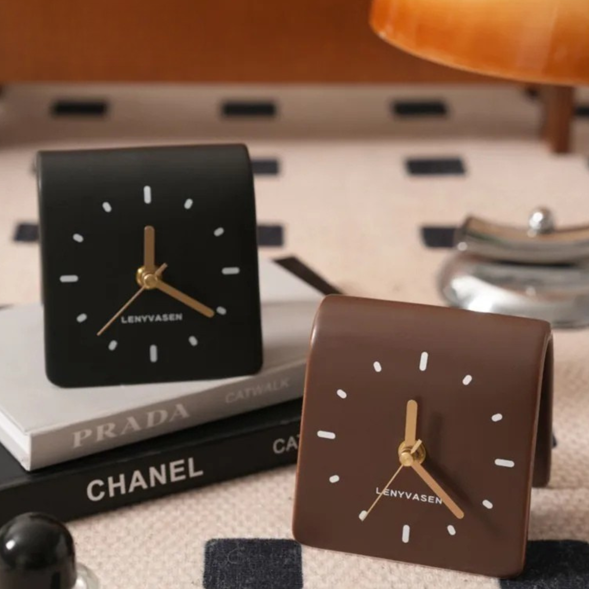 Stylish Ceramic Desk Clock – Minimalist Square Design for Modern Home Décor, Silent Needle Movement, Compact Lightweight 3