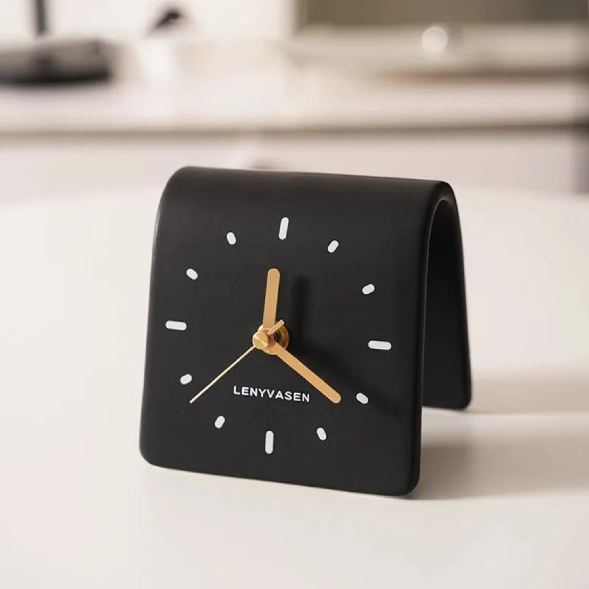 Stylish Ceramic Desk Clock – Minimalist Square Design for Modern Home Décor, Silent Needle Movement, Compact Lightweight 8