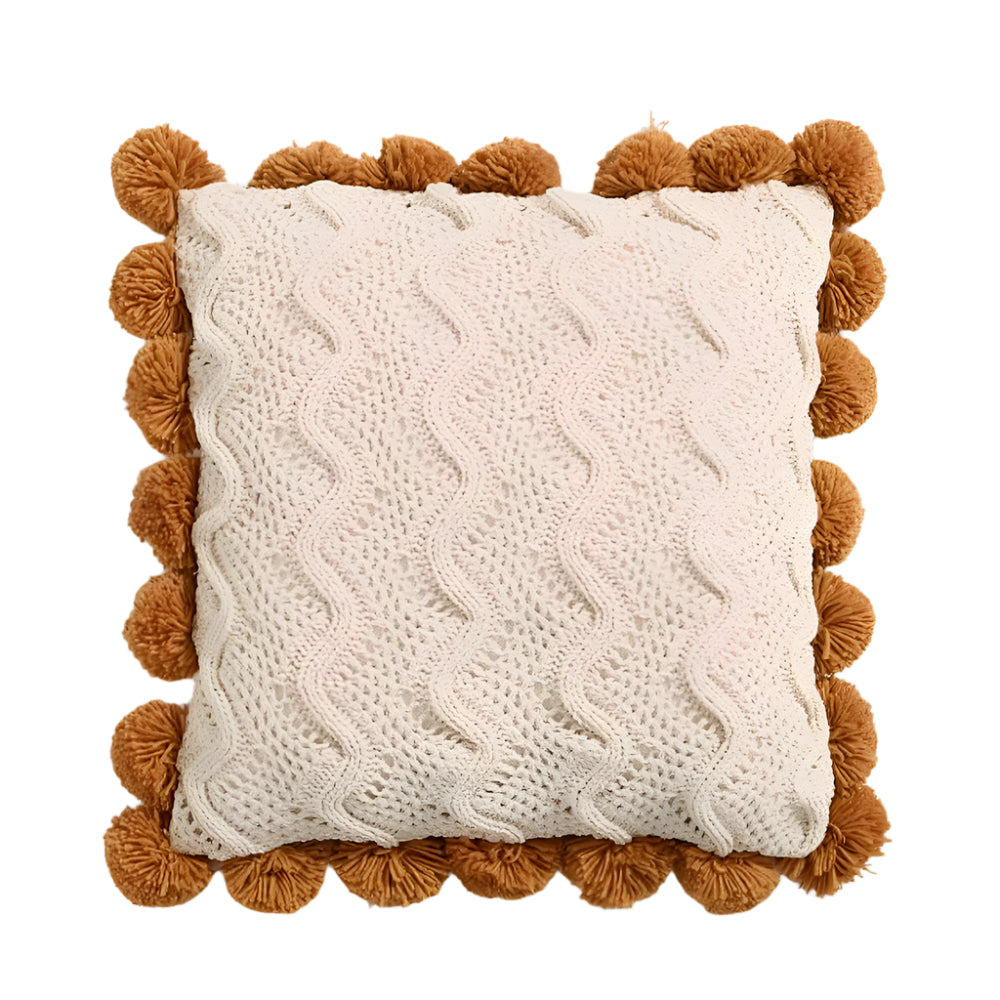 Stylish Knitted Tassel Cushion Cover – Soft Cotton Decorative Pillow Case 45x45 cm for Home Decor 0