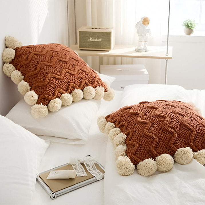 Stylish Knitted Tassel Cushion Cover – Soft Cotton Decorative Pillow Case 45x45 cm for Home Decor 3