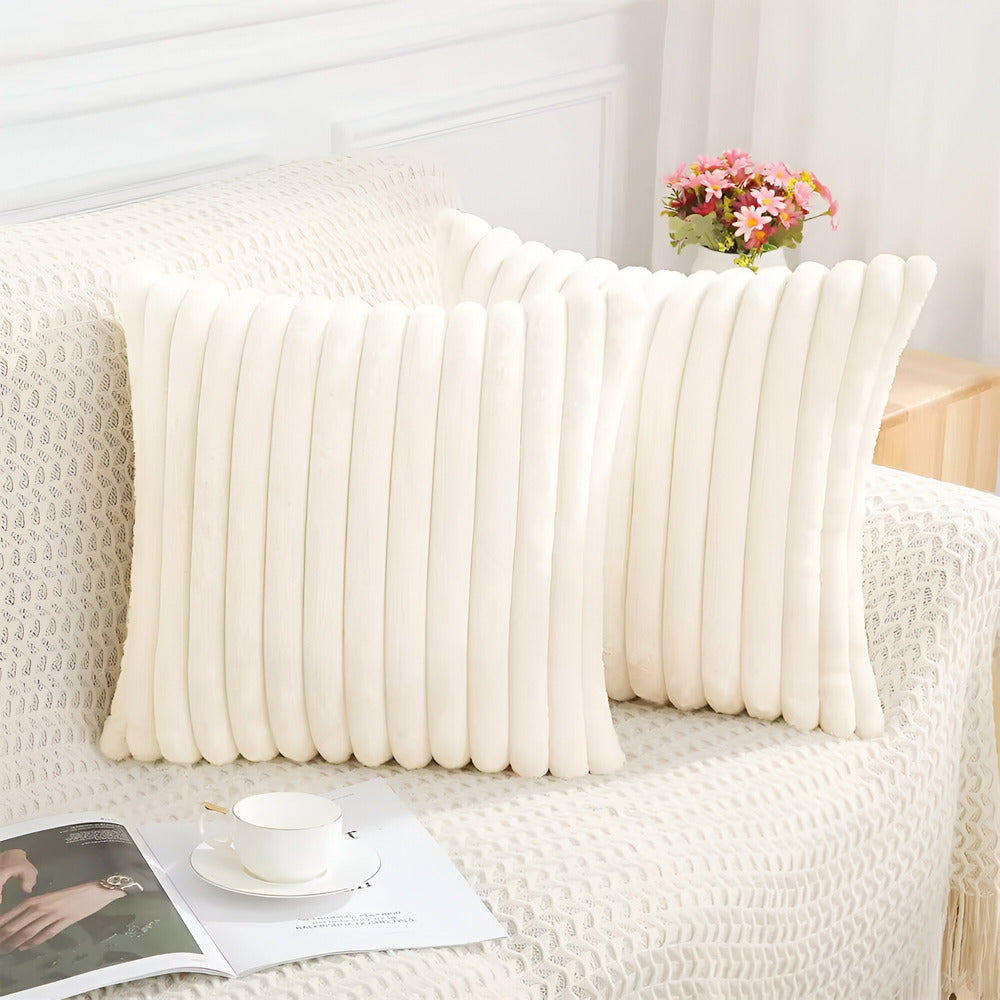 Stylish Striped Plush Cushion Covers Set of 2 – Hypoallergenic Sofa and Couch Cushion Covers for Elegant Home Decor 11