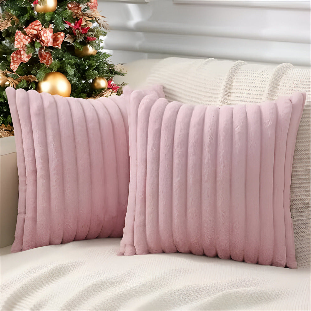 Stylish Striped Plush Cushion Covers Set of 2 – Hypoallergenic Sofa and Couch Cushion Covers for Elegant Home Decor 9
