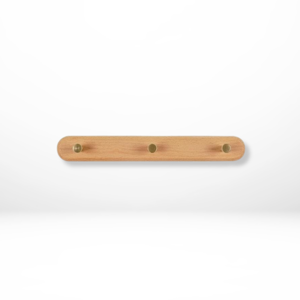 Stylish Wooden Wall Hooks with Brass Accents – Coat Hooks for Wall, Space-Saving Organizer for Coats, Keys, and Bags 6