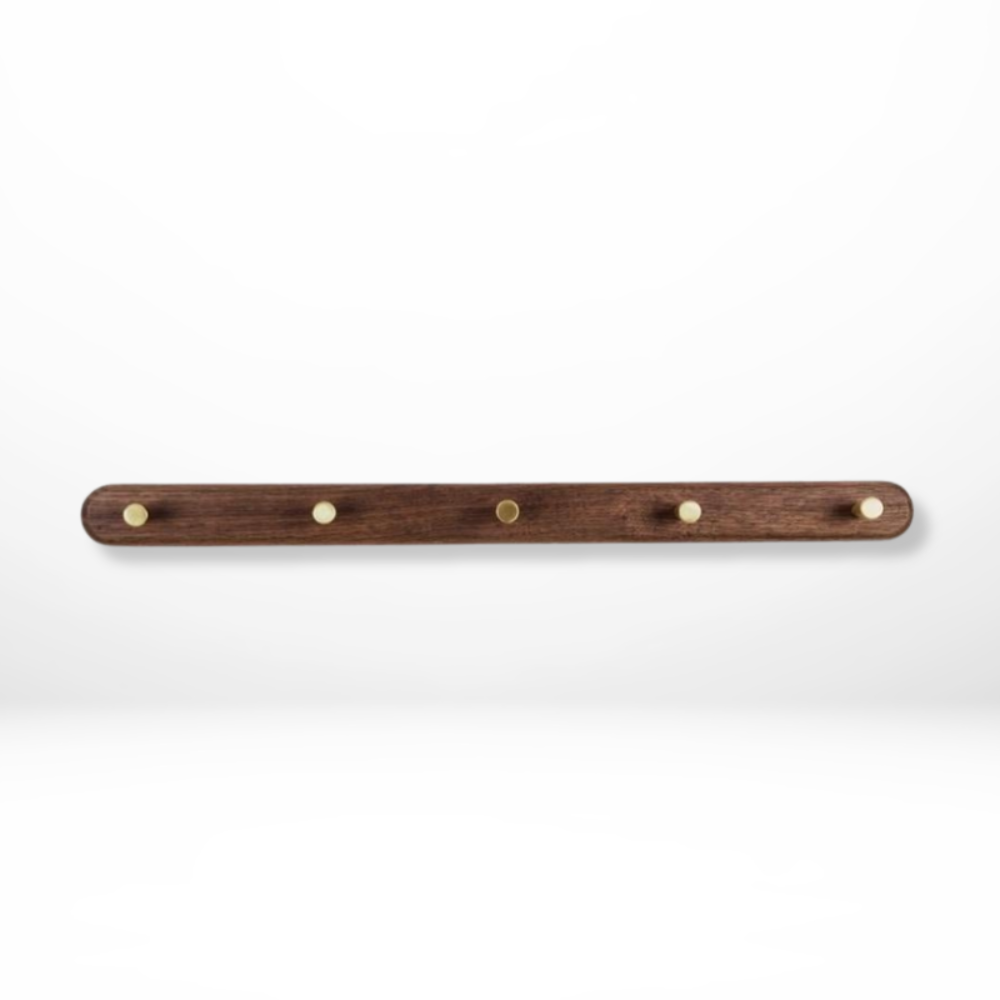 Stylish Wooden Wall Hooks with Brass Accents – Coat Hooks for Wall, Space-Saving Organizer for Coats, Keys, and Bags 9
