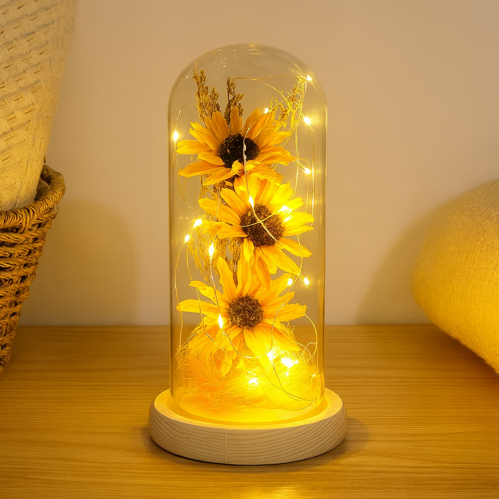 Sunflower Table Lamp with Touch Dimmer – Warm White LED for Bedroom or Living Room, Adjustable Brightness and Flexible Shaft 0