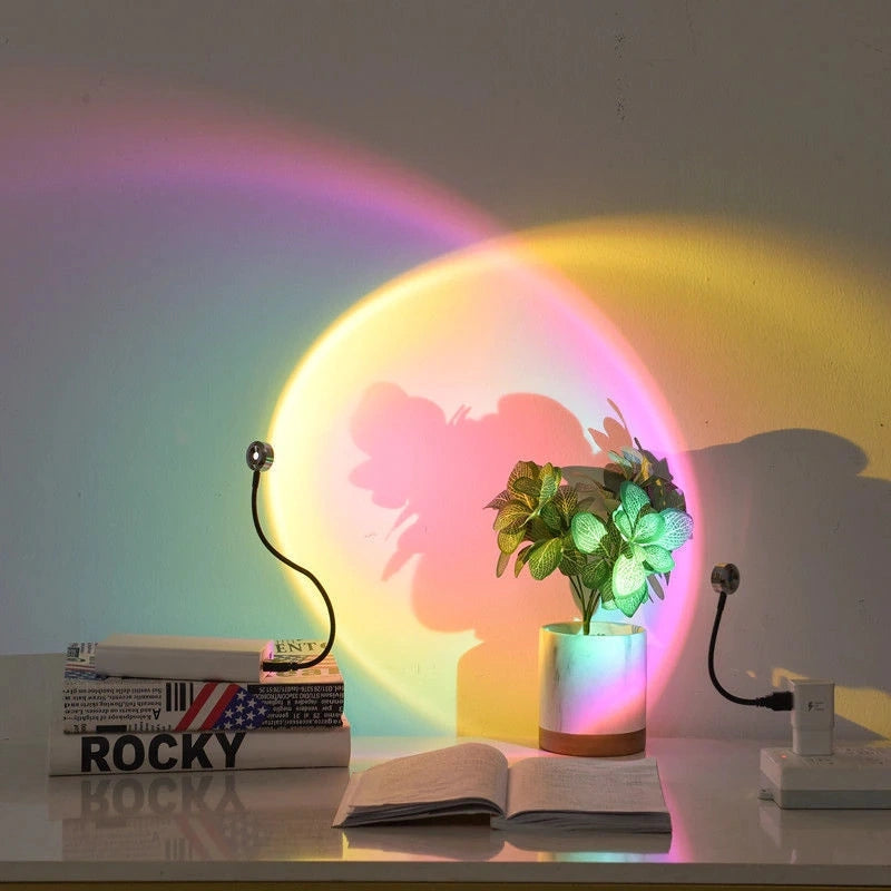 Sunset Projector Lamp - USB Powered LED Mood Light with 7 Color Modes for Relaxing Mood Lighting in Bedroom 0