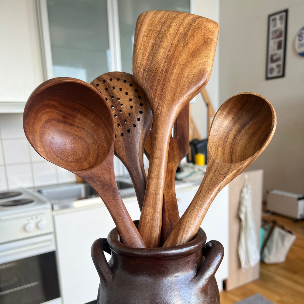Sustainable 5-Piece Wooden Utensil Set – Eco-Friendly Cooking Utensils with Spatula and More 7