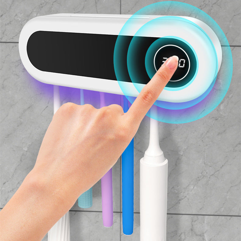 UV Light Wall Mounted Toothbrush Holder – Hygienic Bathroom Organizer for 5 Brushes with Rechargeable Battery and Automatic Shut-Off 1