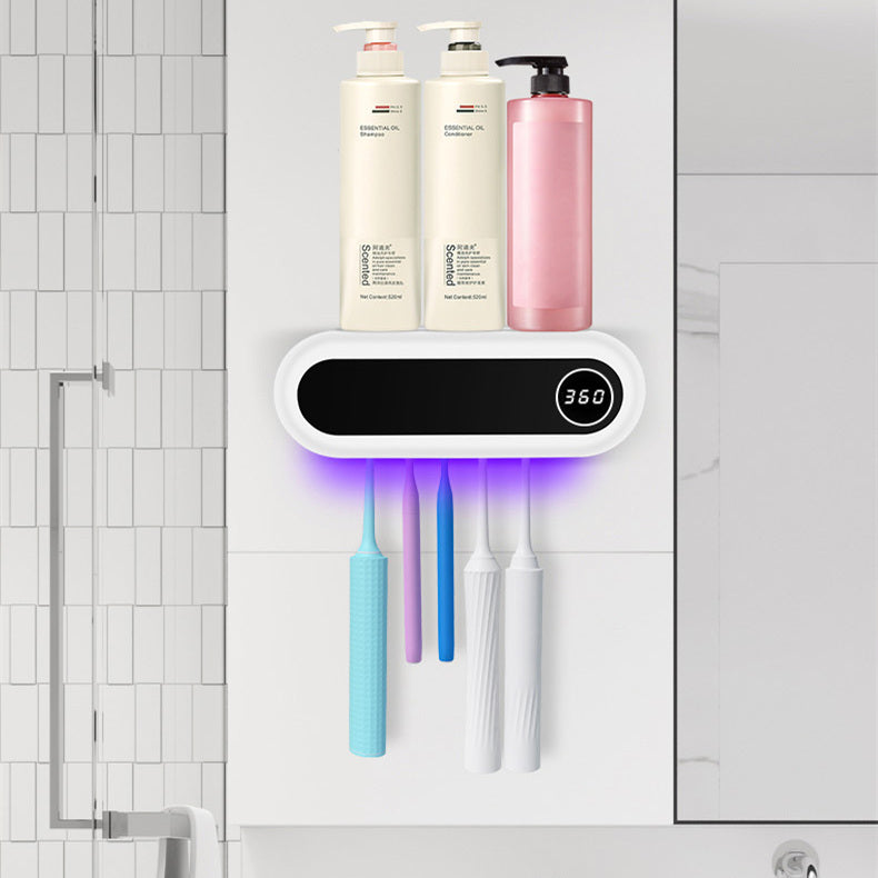 UV Light Wall Mounted Toothbrush Holder – Hygienic Bathroom Organizer for 5 Brushes with Rechargeable Battery and Automatic Shut-Off 4