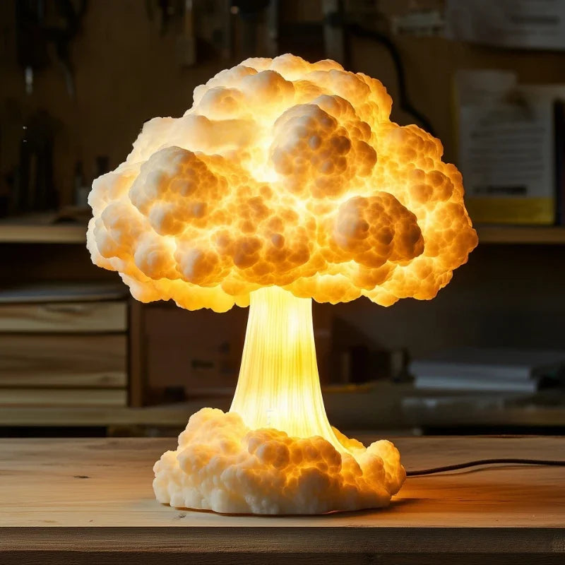 Unique 3D Table Lamp with Mushroom Cloud Design - USB Powered Decorative Bedside or Desk Lamp for Living Room and Bedroom 1