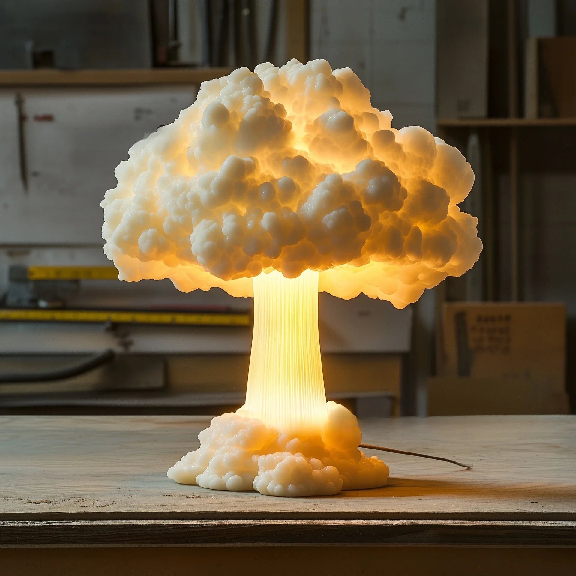 Unique 3D Table Lamp with Mushroom Cloud Design - USB Powered Decorative Bedside or Desk Lamp for Living Room and Bedroom 4