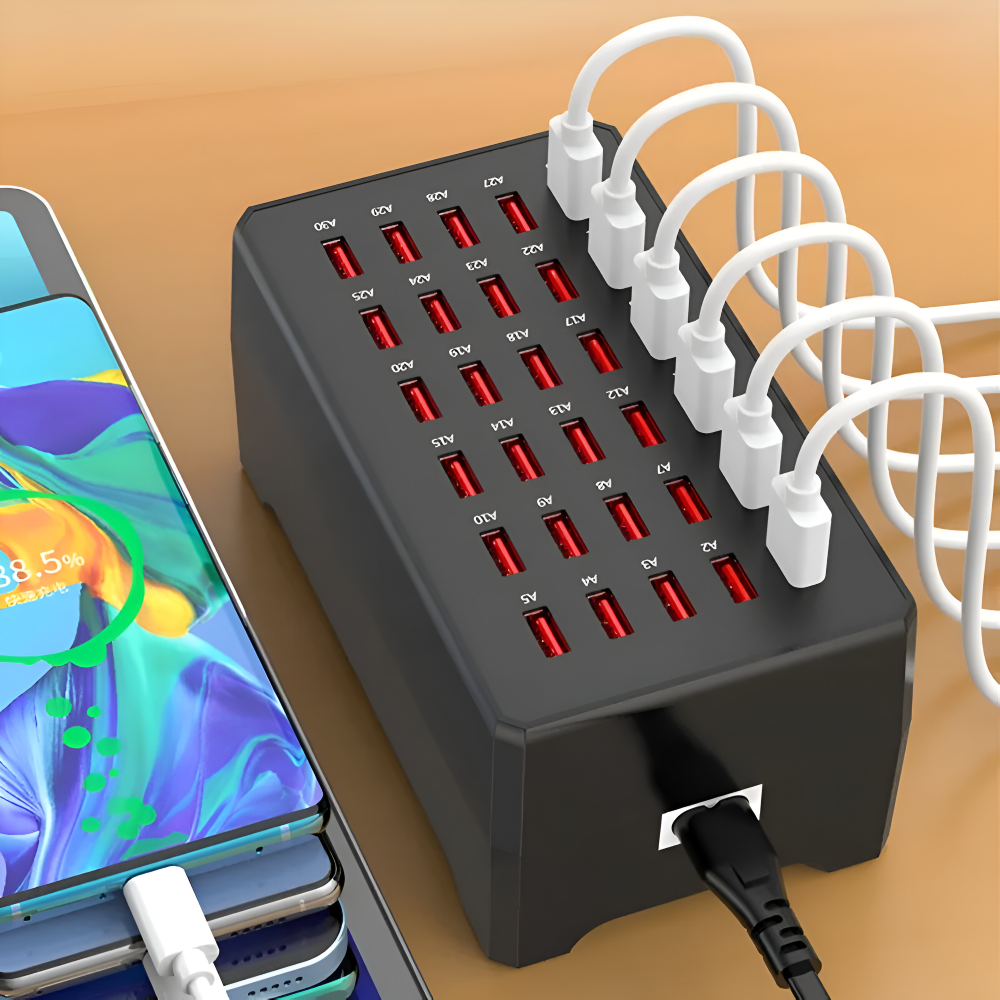 Universal Multi-USB Charging Station with 30 Ports and 150W Output – Fast Charging for Home, Office, and Travel 1
