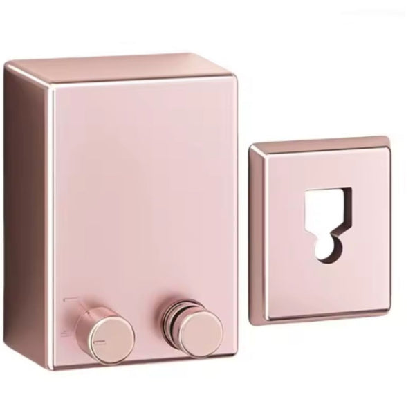 Rose gold door lock mechanism on a white background