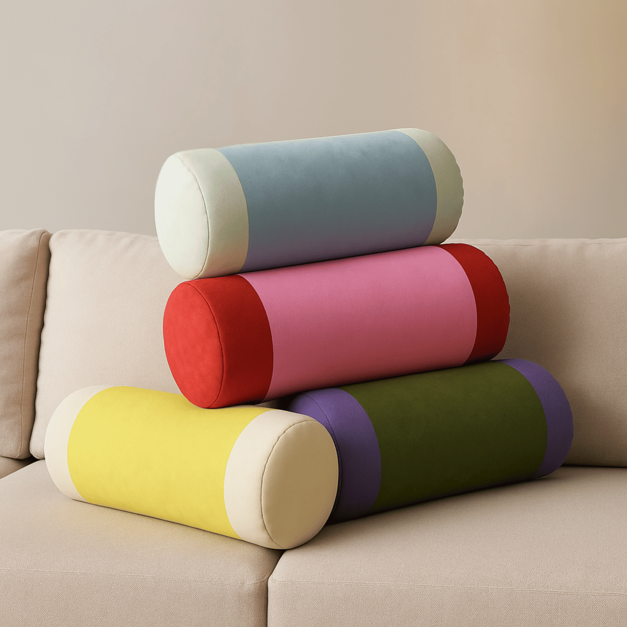 Velvet Bolster Pillow for Bed – Soft Cylindrical Cushion for Neck Support and Home Décor – Removable Washable Cover, 7.87 x 17.7 1