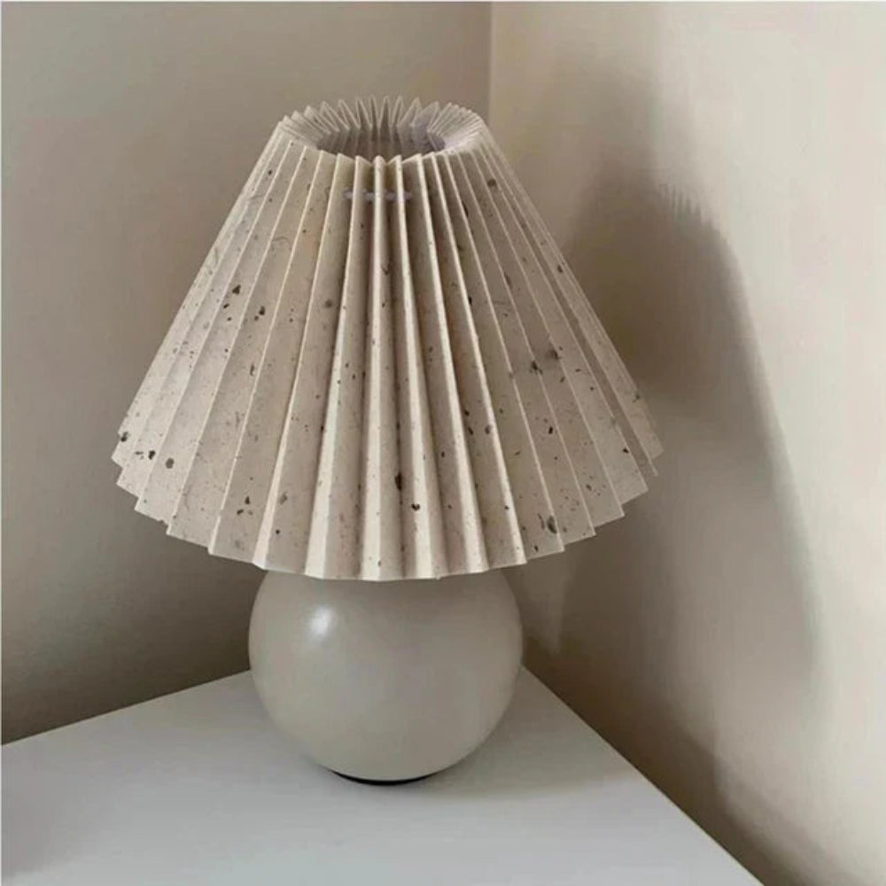 Vintage Table Lamp with Pleated Shade – Elegant Bedroom or Bedside Table Lamp for Warm Ambiance 7