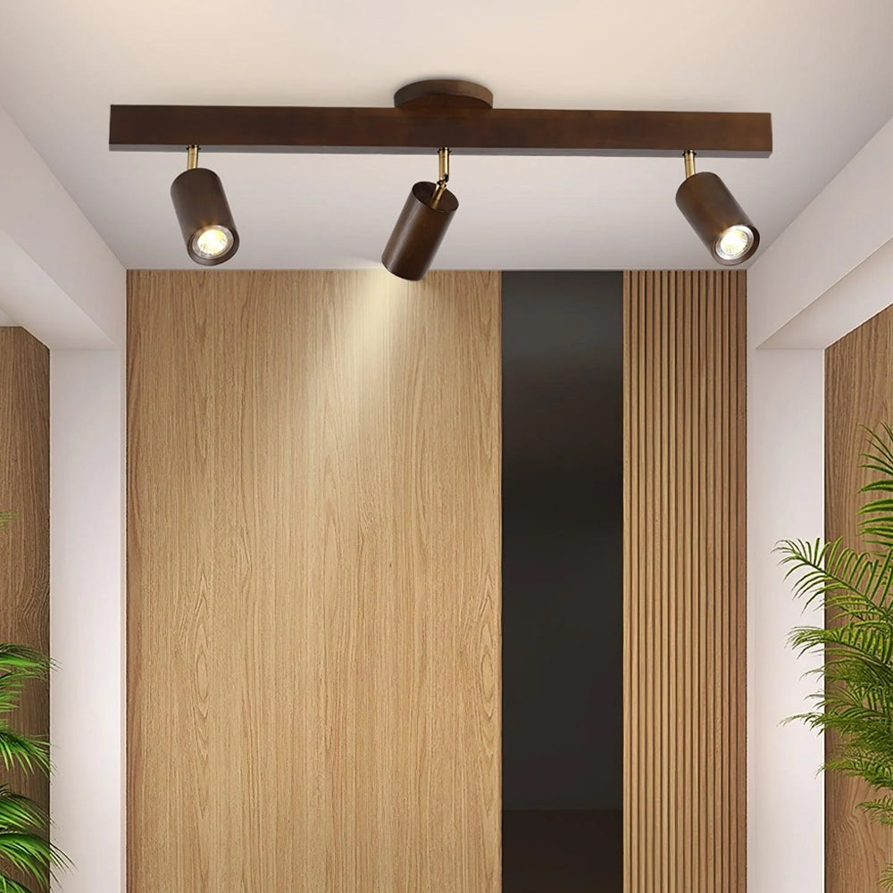 Vintage Wood LED Ceiling Light Fixture – Versatile Indoor Track Lighting for Dining Room, Living Room, or Bedroom 7