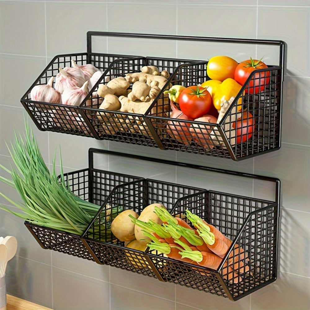 Wall-Mounted Stainless Steel Storage Basket for Kitchen Organization – Breathable Wire Container, 36 x 15 cm 0
